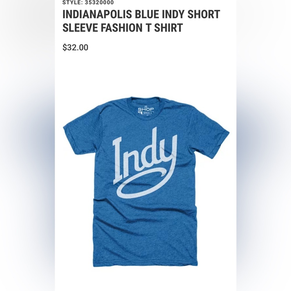 Visit Indy Blue Men’s unisex t shirt small Indianapolis Indiana